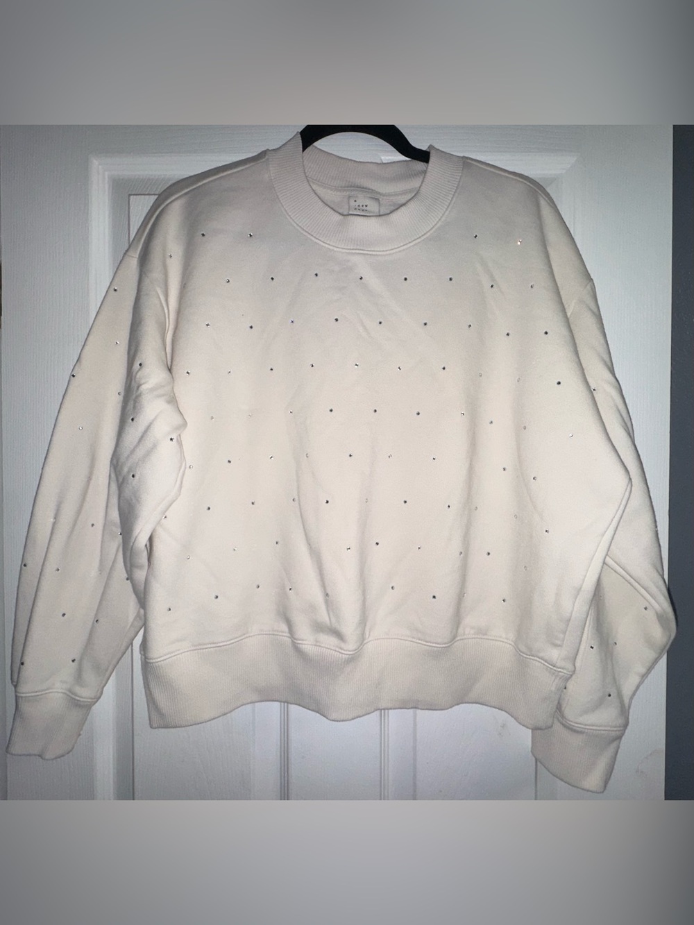 a new day Cream Crewneck Sweatshirt with Tiny Stud Accents